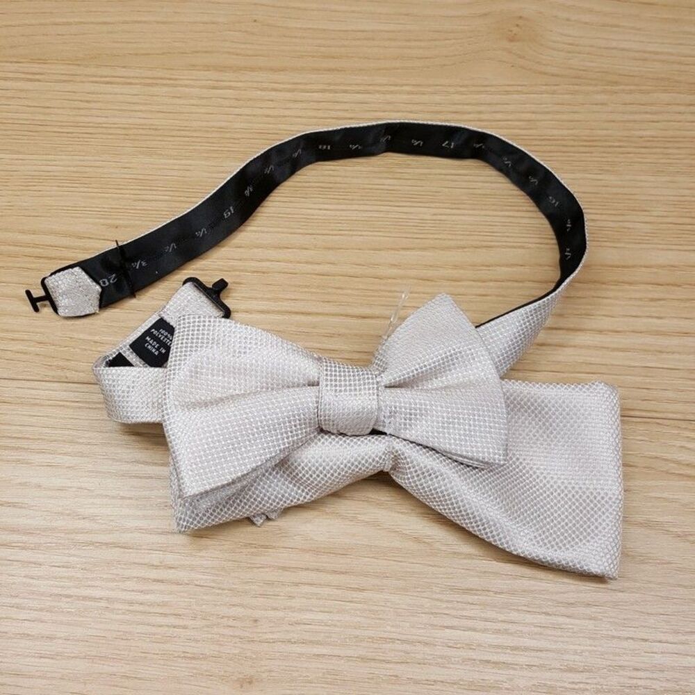 ALFANI Mens Bow Tie & Pocket Square Tan Taupe Textured Pre-Tied Matching Set